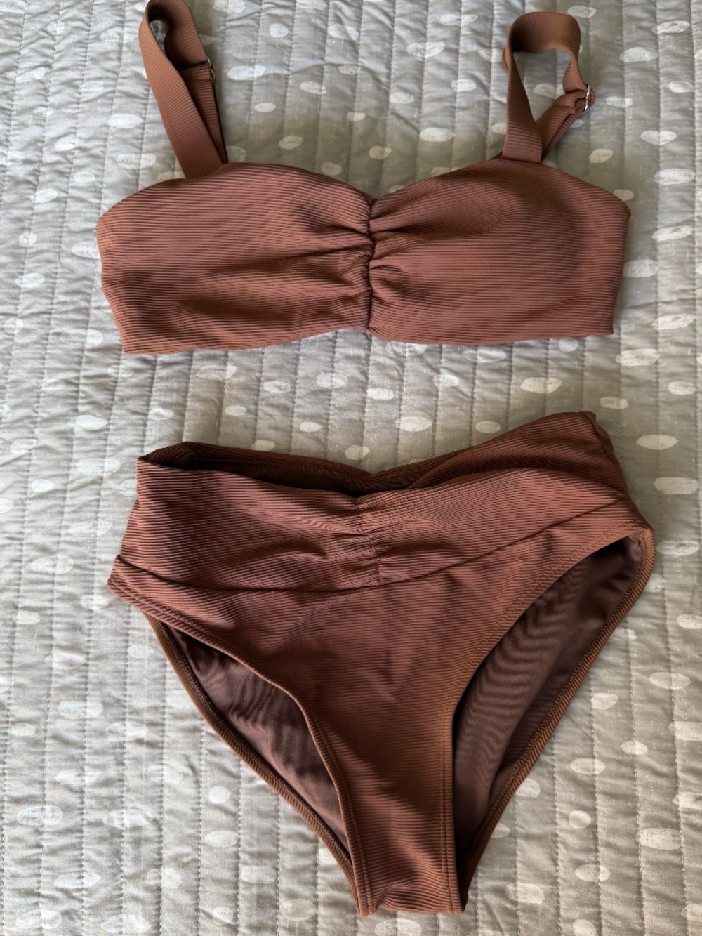 Brown ruched bikini